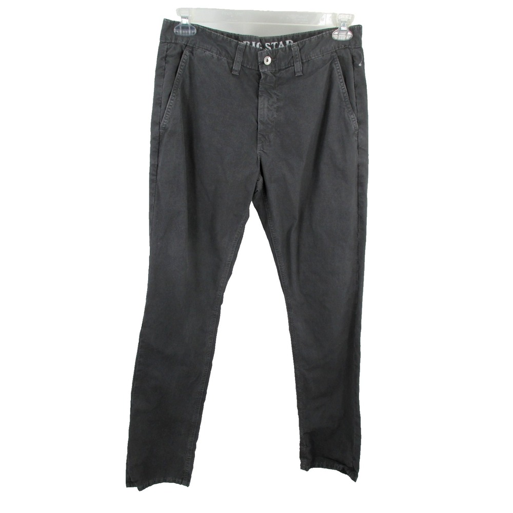 BIG STAR ASM Straight Leg Chino Pants Mens 32R Gray 100% Cotton Mid Rise
